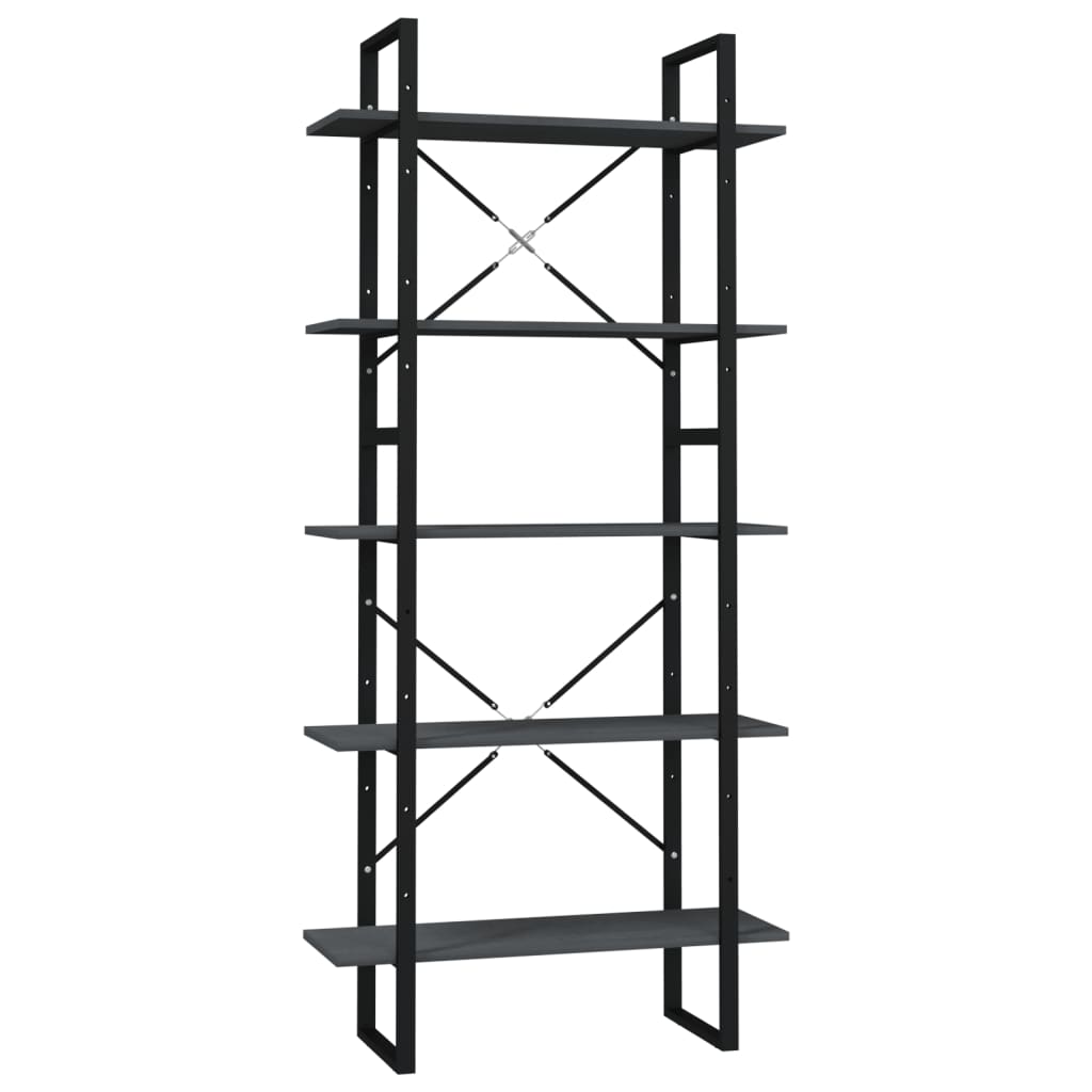 8720286649510_a_en_hd_1 vidaXL 5-Tier Book Cabinet Grey 80x30x175 cm Pinewood - Image 2