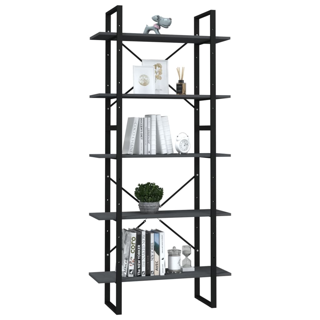 8720286649510_g_en_hd_1 vidaXL 5-Tier Book Cabinet Grey 80x30x175 cm Pinewood - Image 4