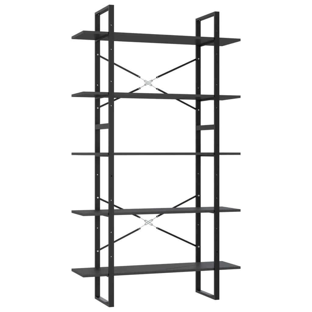 8720286649565_a_en_hd_1 vidaXL 5-Tier Book Cabinet Grey 100x30x175 cm Engineered Wood - Image 2