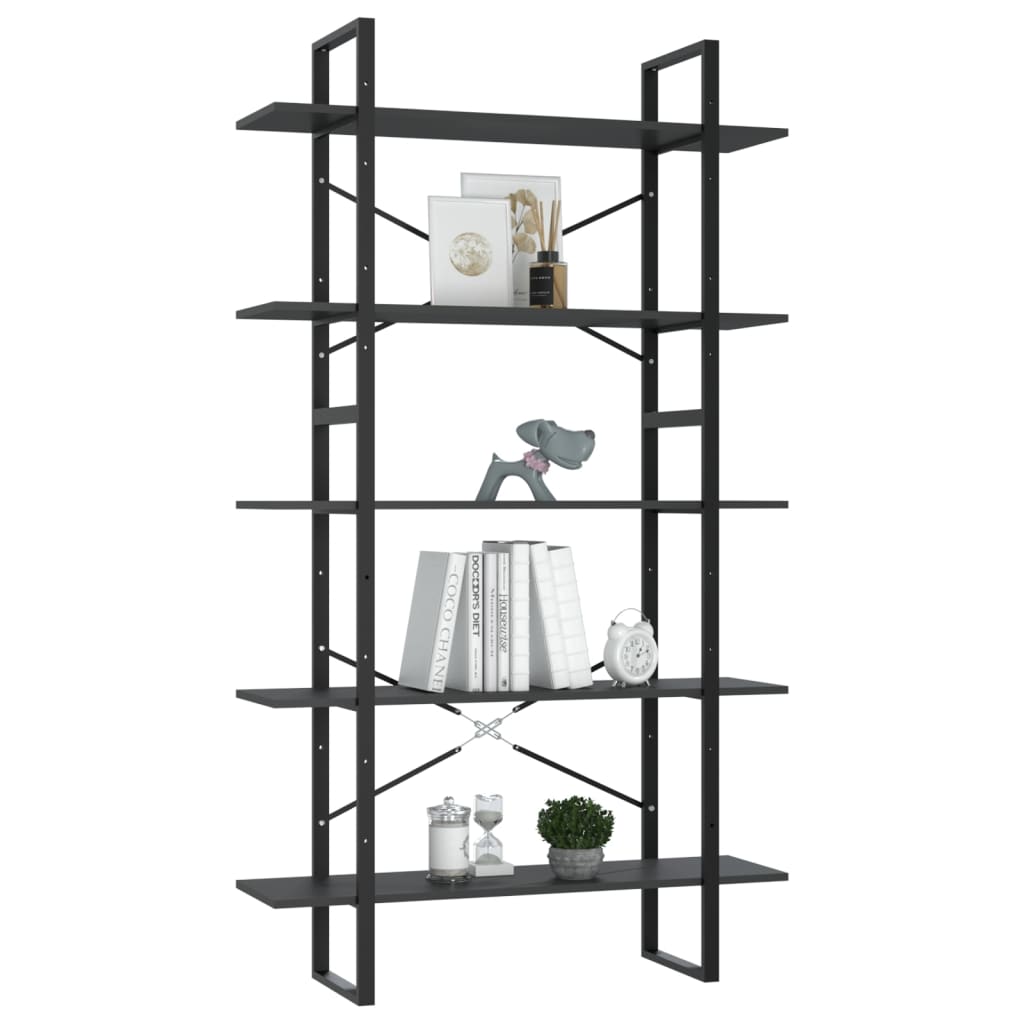 8720286649565_g_en_hd_1 vidaXL 5-Tier Book Cabinet Grey 100x30x175 cm Engineered Wood - Image 4