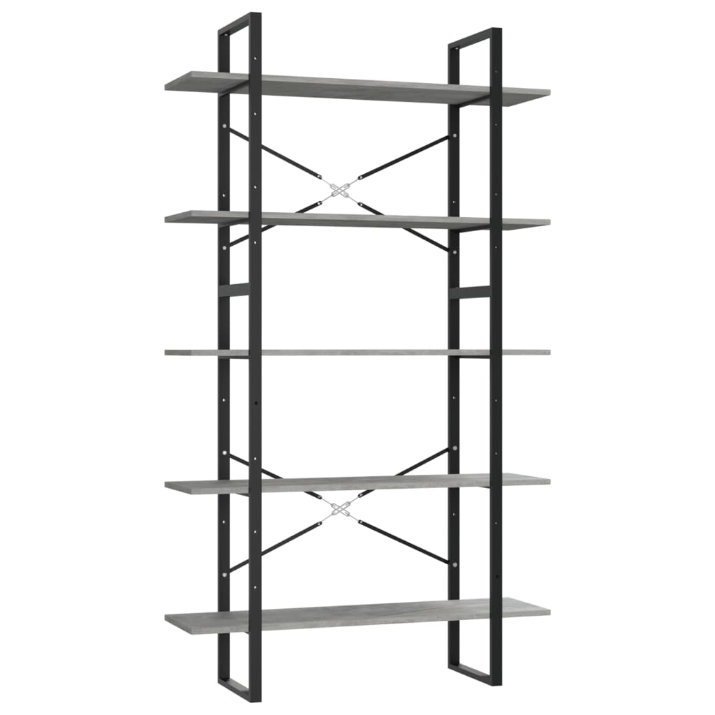 8720286649589_a_en_hd_1 vidaXL 5-Tier Book Cabinet Concrete Grey 100x30x175 cm Engineered Wood - Image 2