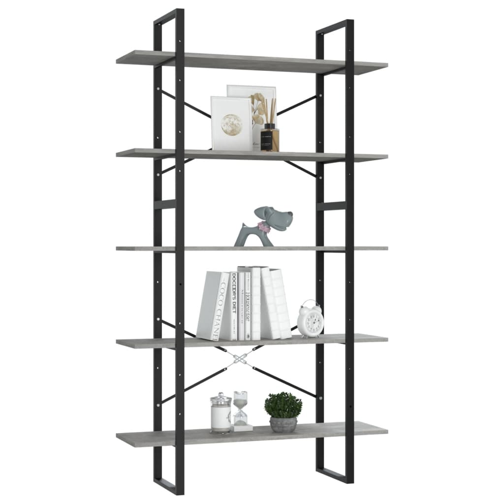 8720286649589_g_en_hd_1 vidaXL 5-Tier Book Cabinet Concrete Grey 100x30x175 cm Engineered Wood - Image 4