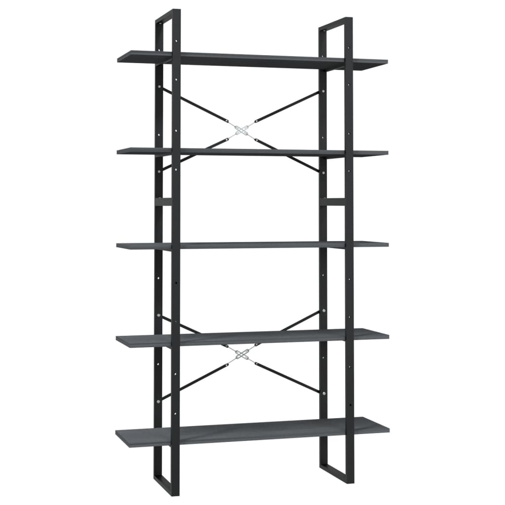 8720286649619_a_en_hd_1 vidaXL 5-Tier Book Cabinet Grey 100x30x175 cm Pinewood - Image 2