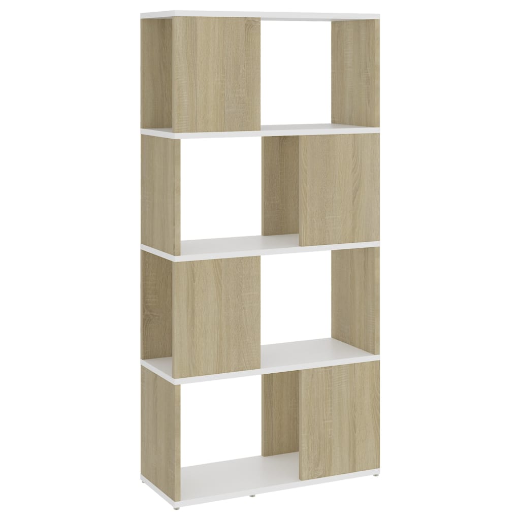 8720286650417_a_en_hd_1 vidaXL Book Cabinet Room Divider White and Sonoma Oak 60x24x124.5 cm - Image 2