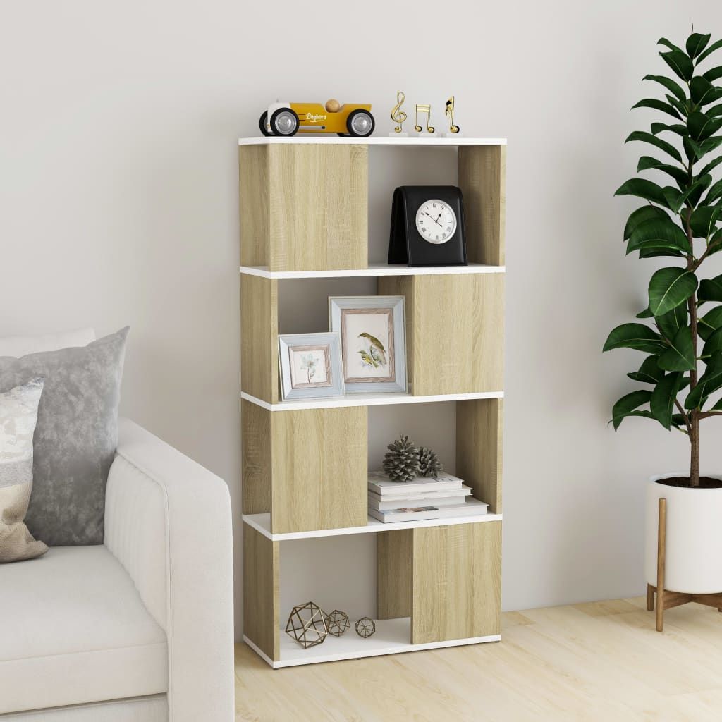8720286650417_g_en_hd_1 vidaXL Book Cabinet Room Divider White and Sonoma Oak 60x24x124.5 cm - Image 4