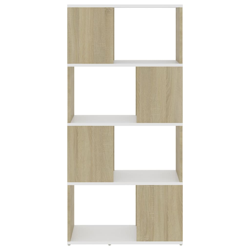 8720286650417_g_en_hd_3 vidaXL Book Cabinet Room Divider White and Sonoma Oak 60x24x124.5 cm - Image 6
