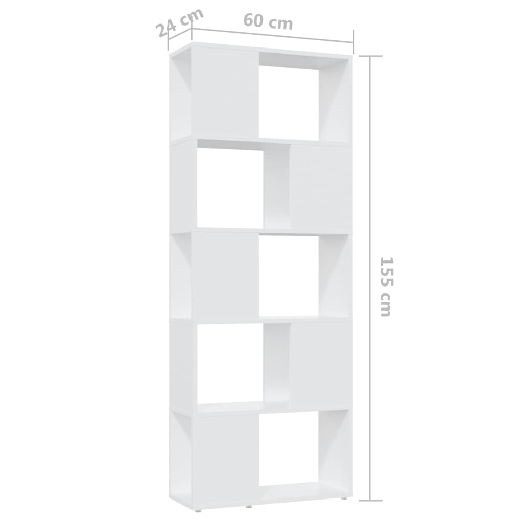 8720286650455_g_en_hd_5 vidaXL Book Cabinet Room Divider White 60x24x155 cm Engineered Wood - Image 8