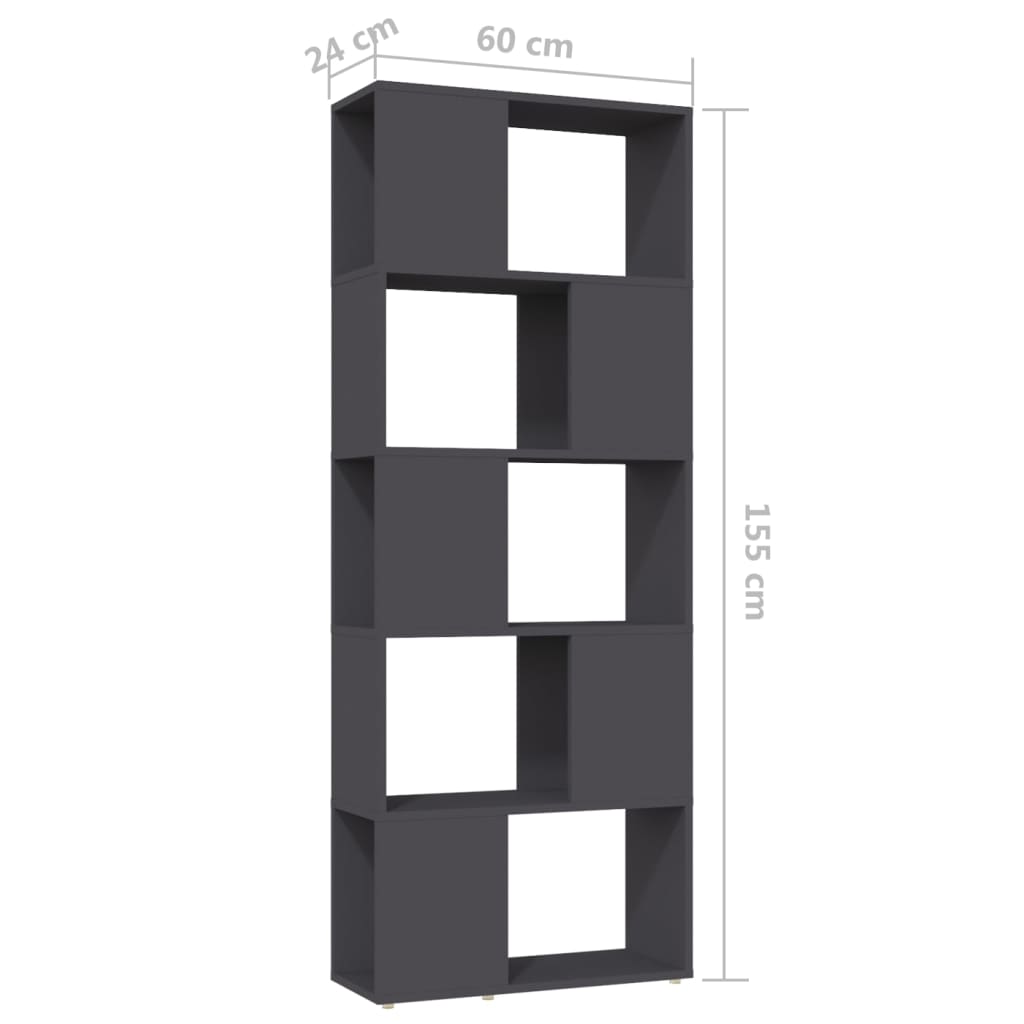 8720286650479_g_en_hd_5 vidaXL Book Cabinet Room Divider Grey 60x24x155 cm Engineered Wood - Image 8
