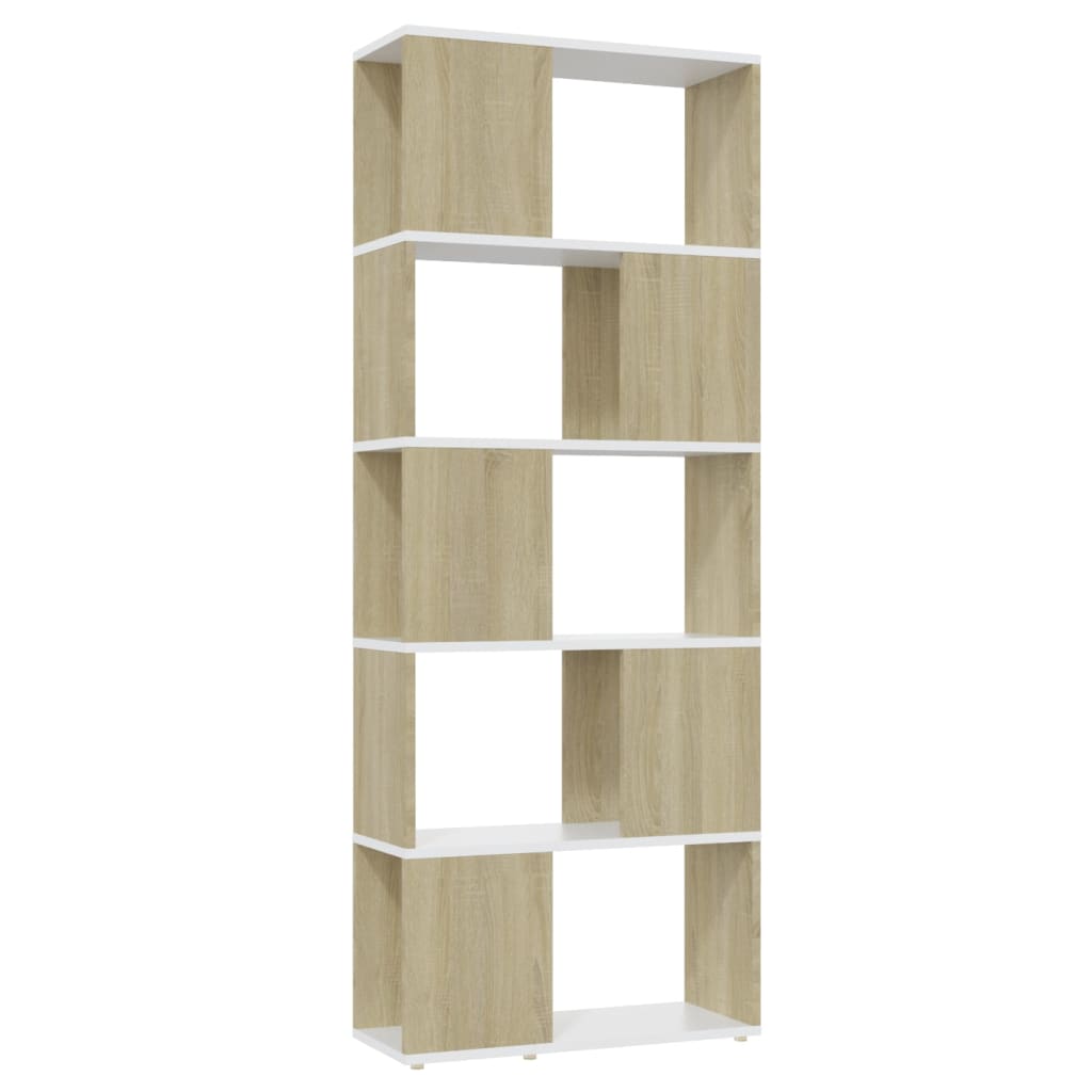 8720286650509_a_en_hd_1 vidaXL Book Cabinet Room Divider White&Sonoma Oak 60x24x155 cm - Image 2