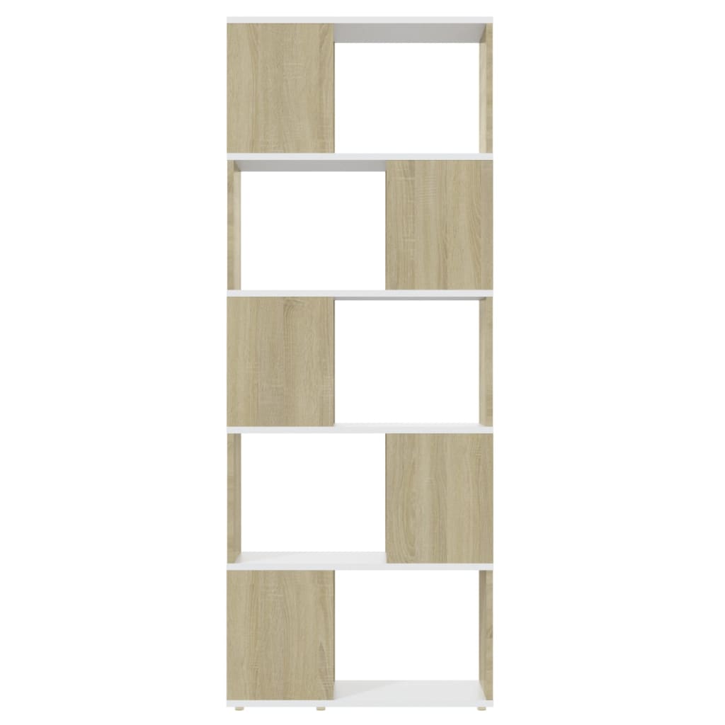 8720286650509_g_en_hd_3 vidaXL Book Cabinet Room Divider White&Sonoma Oak 60x24x155 cm - Image 6
