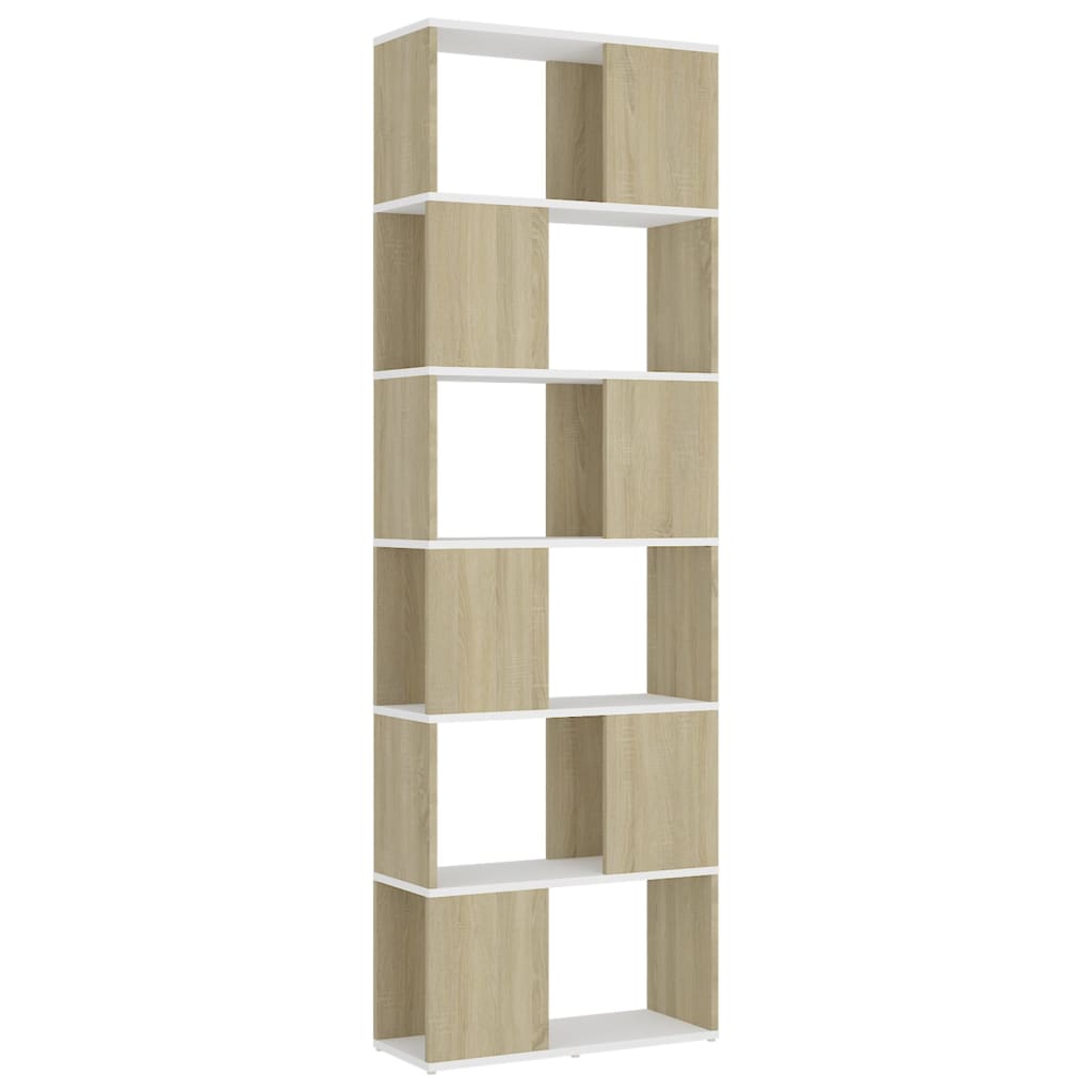 8720286650592_a_en_hd_1 vidaXL Book Cabinet Room Divider White and Sonoma Oak 60x24x186 cm - Image 2
