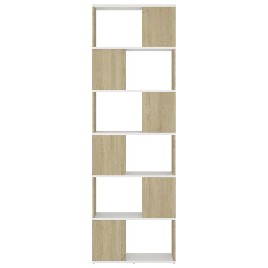 8720286650592_g_en_hd_3 vidaXL Book Cabinet Room Divider White and Sonoma Oak 60x24x186 cm - Image 6