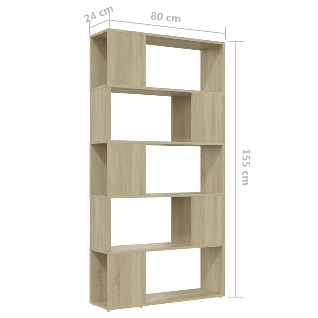 8720286651025_g_en_hd_5 vidaXL Book Cabinet Room Divider Sonoma Oak 80x24x155 cm Engineered Wood - Image 8