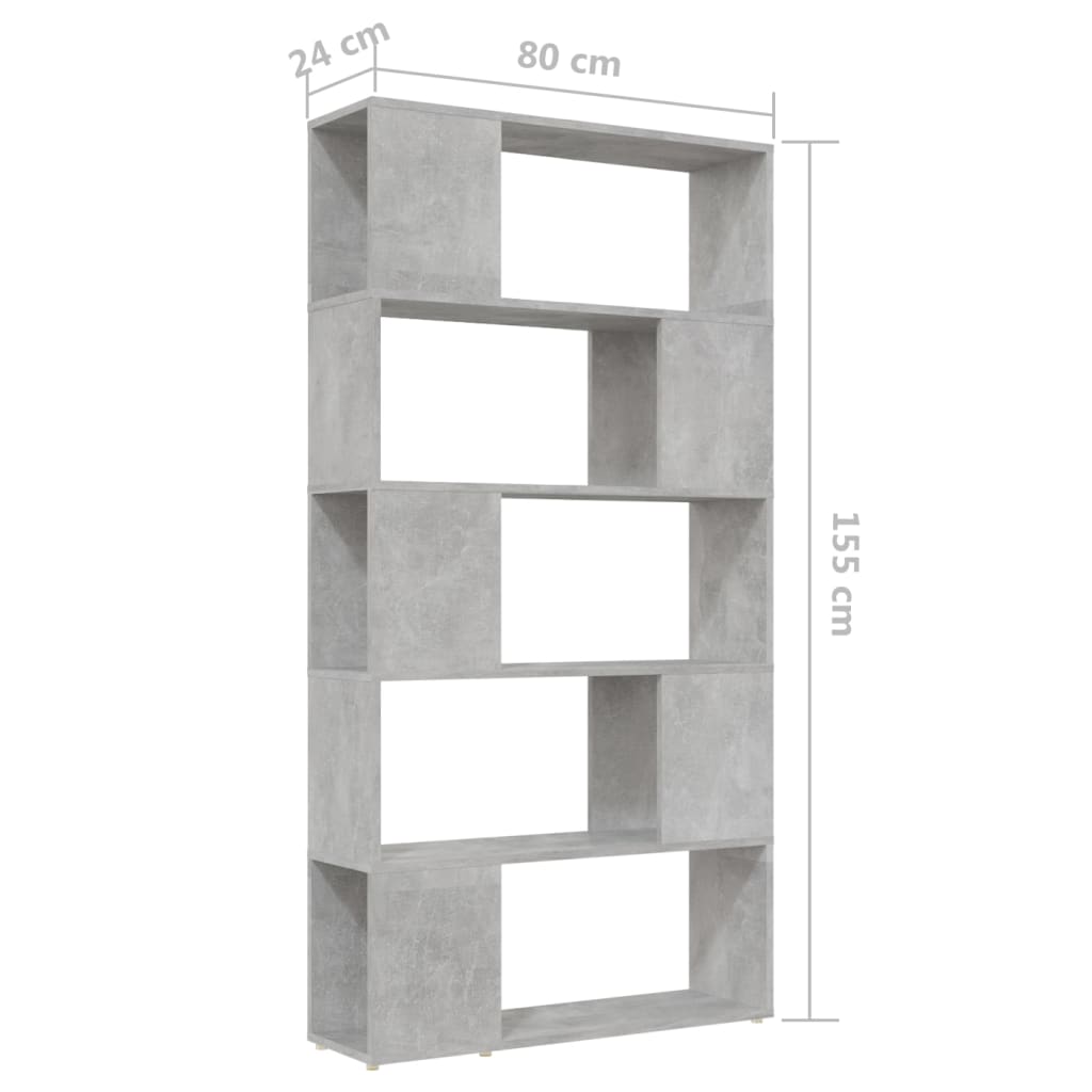 8720286651032_g_en_hd_5 vidaXL Book Cabinet Room Divider Concrete Grey 80x24x155 cm Engineered Wood - Image 8
