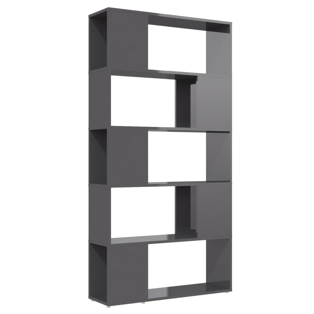 8720286651070_a_en_hd_1 vidaXL Book Cabinet Room Divider High Gloss Grey 80x24x155 cm Engineered Wood - Image 2