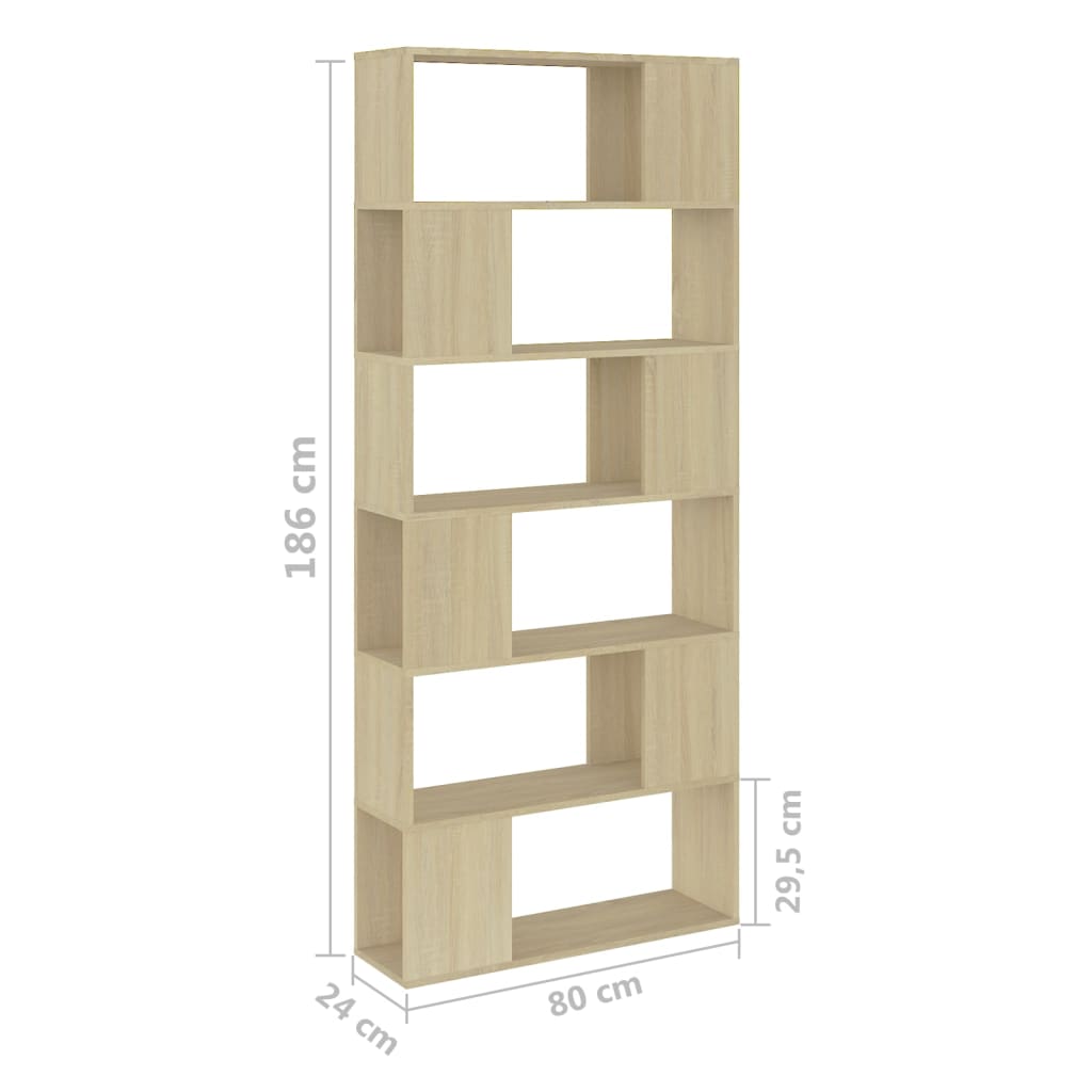 8720286651117_g_en_hd_5 vidaXL Book Cabinet Room Divider Sonoma Oak 80x24x186 cm Engineered Wood - Image 8