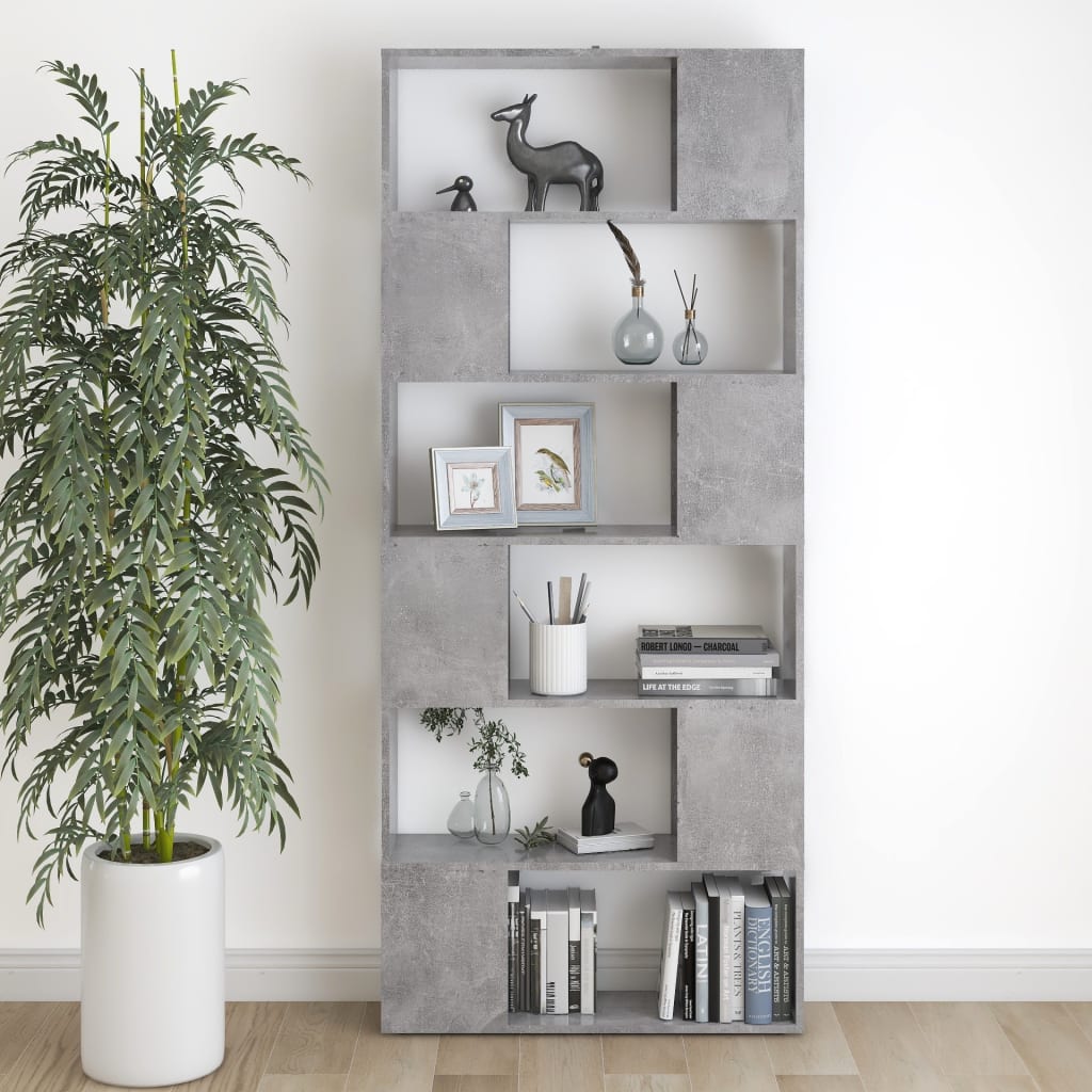 8720286651124_g_en_hd_4 vidaXL Book Cabinet Room Divider Concrete Grey 80x24x186 cm Engineered Wood - Image 7