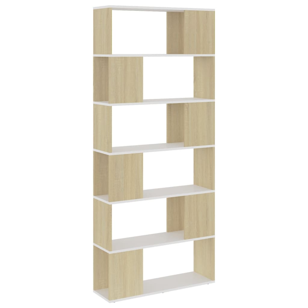 8720286651131_a_en_hd_1 vidaXL Book Cabinet Room Divider White and Sonoma Oak 80x24x186 cm Engineered Wood - Image 2