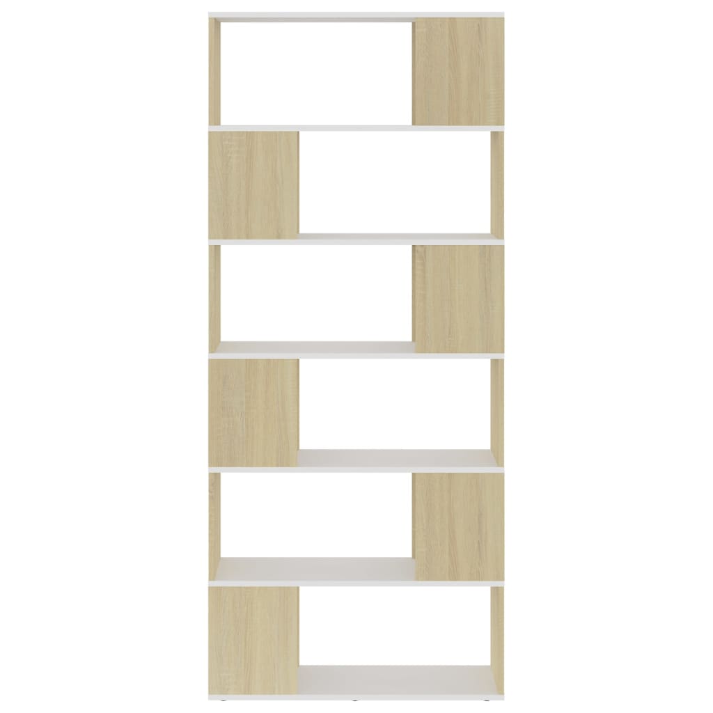 8720286651131_g_en_hd_1 vidaXL Book Cabinet Room Divider White and Sonoma Oak 80x24x186 cm Engineered Wood - Image 4