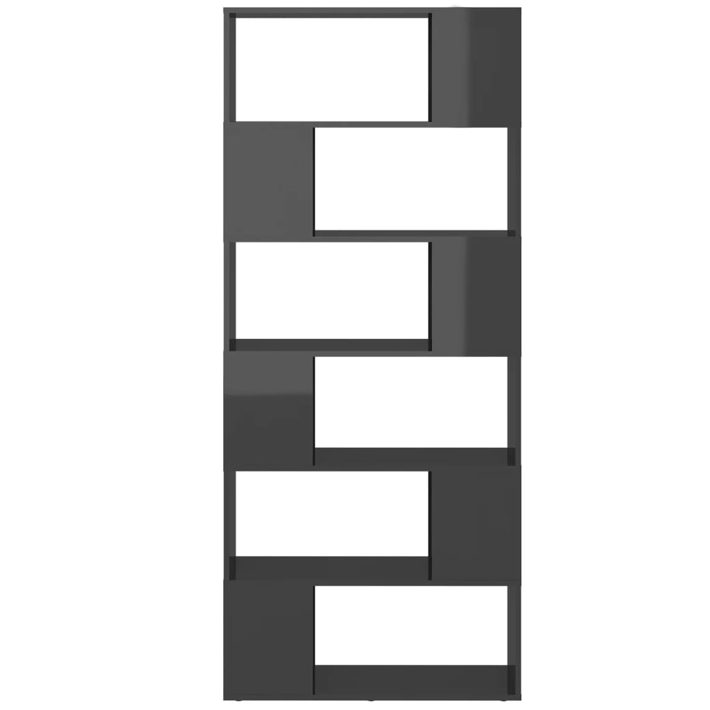 8720286651162_g_en_hd_1 vidaXL Book Cabinet Room Divider High Gloss Grey 80x24x186 cm Engineered Wood - Image 4