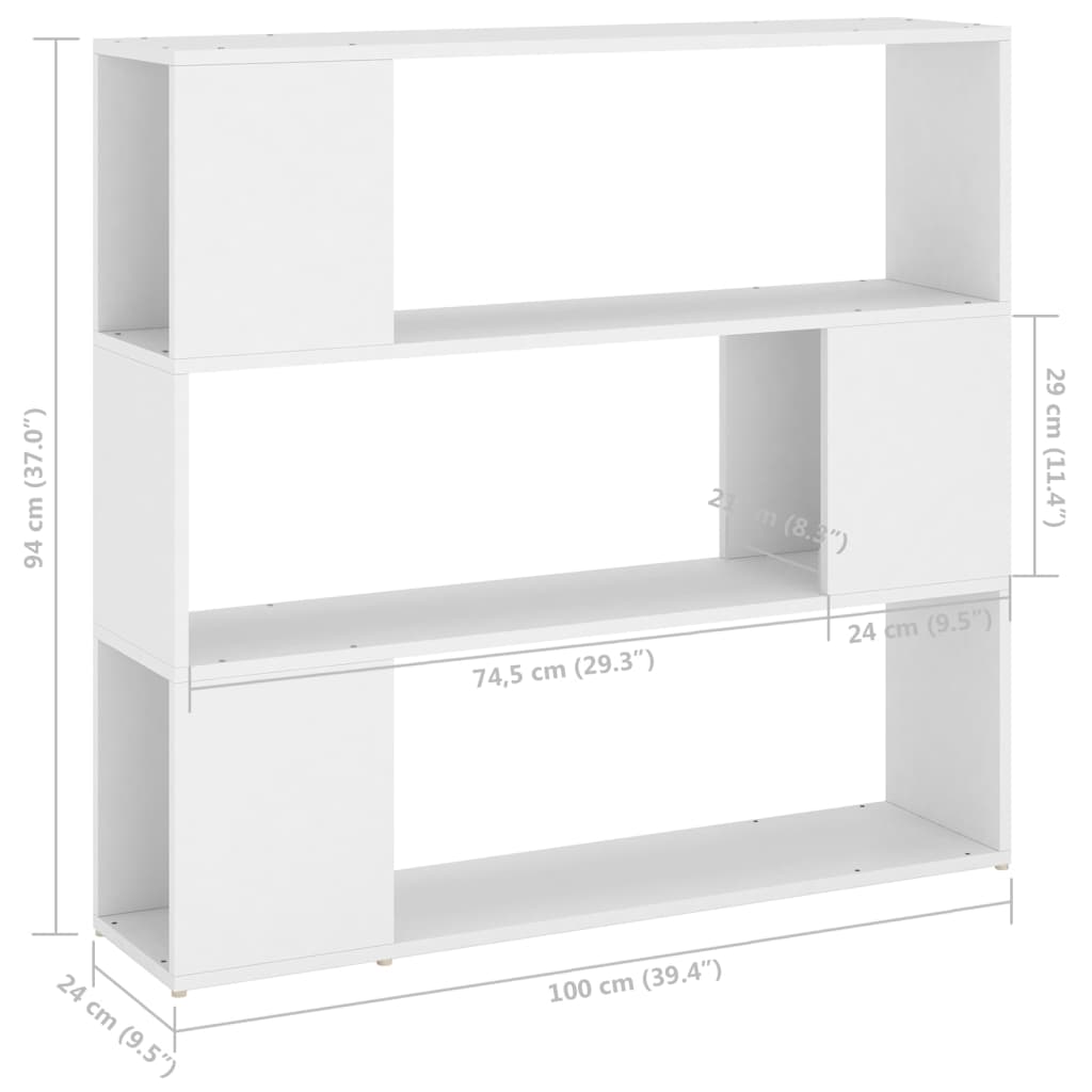 8720286651353_g_en_hd_5 vidaXL Book Cabinet Room Divider White 100x24x94 cm - Image 8