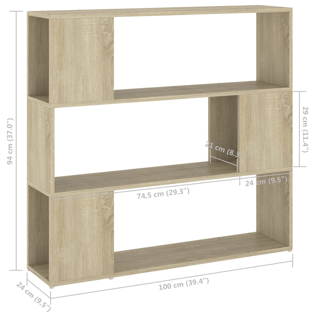 8720286651384_g_en_hd_5 vidaXL Book Cabinet Room Divider Sonoma Oak 100x24x94 cm - Image 8