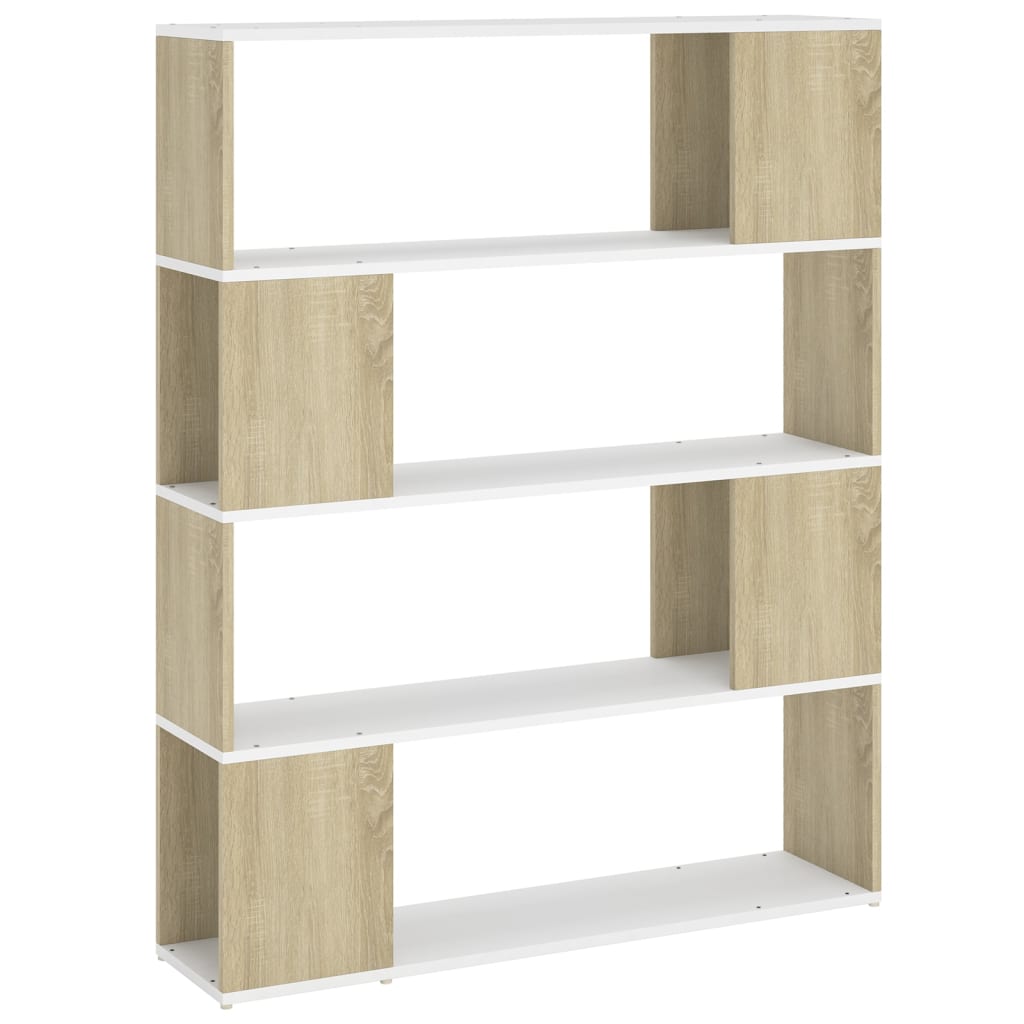 8720286651490_a_en_hd_1 vidaXL Book Cabinet Room Divider White and Sonoma Oak 100x24x124 cm - Image 2