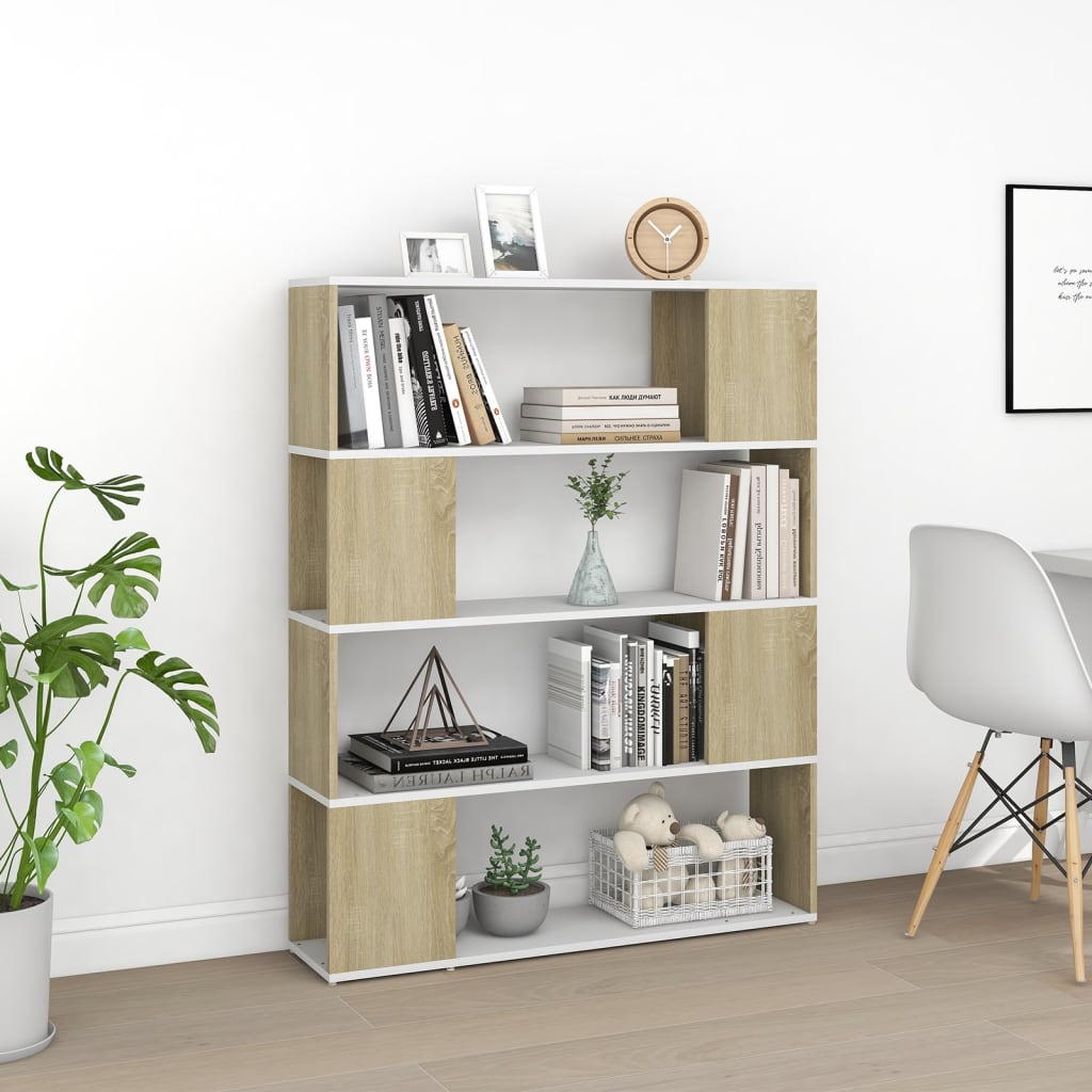 8720286651490_g_en_hd_1 vidaXL Book Cabinet Room Divider White and Sonoma Oak 100x24x124 cm - Image 4