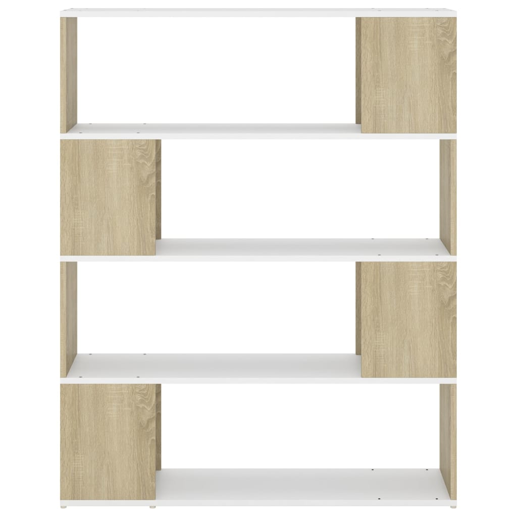 8720286651490_g_en_hd_3 vidaXL Book Cabinet Room Divider White and Sonoma Oak 100x24x124 cm - Image 6