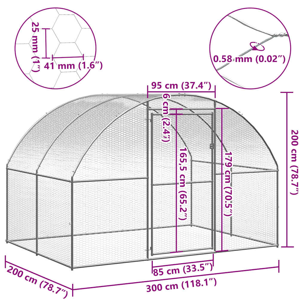8720286651988_g_en_hd_3 vidaXL Outdoor Chicken Coop 3x2x2 m Galvanised Steel - Image 4