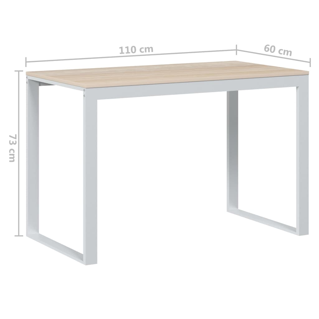8720286652350_g_en_hd_4 vidaXL Computer Desk White and Oak 110x60x73 cm Engineered Wood - Image 6