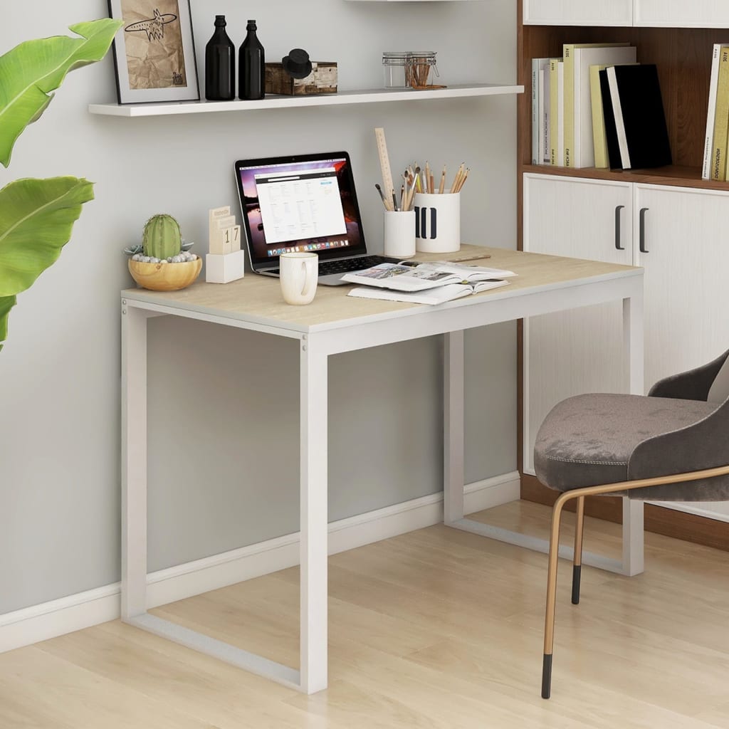 8720286652350_m_en_hd_1 vidaXL Computer Desk White and Oak 110x60x73 cm Engineered Wood - Image 1