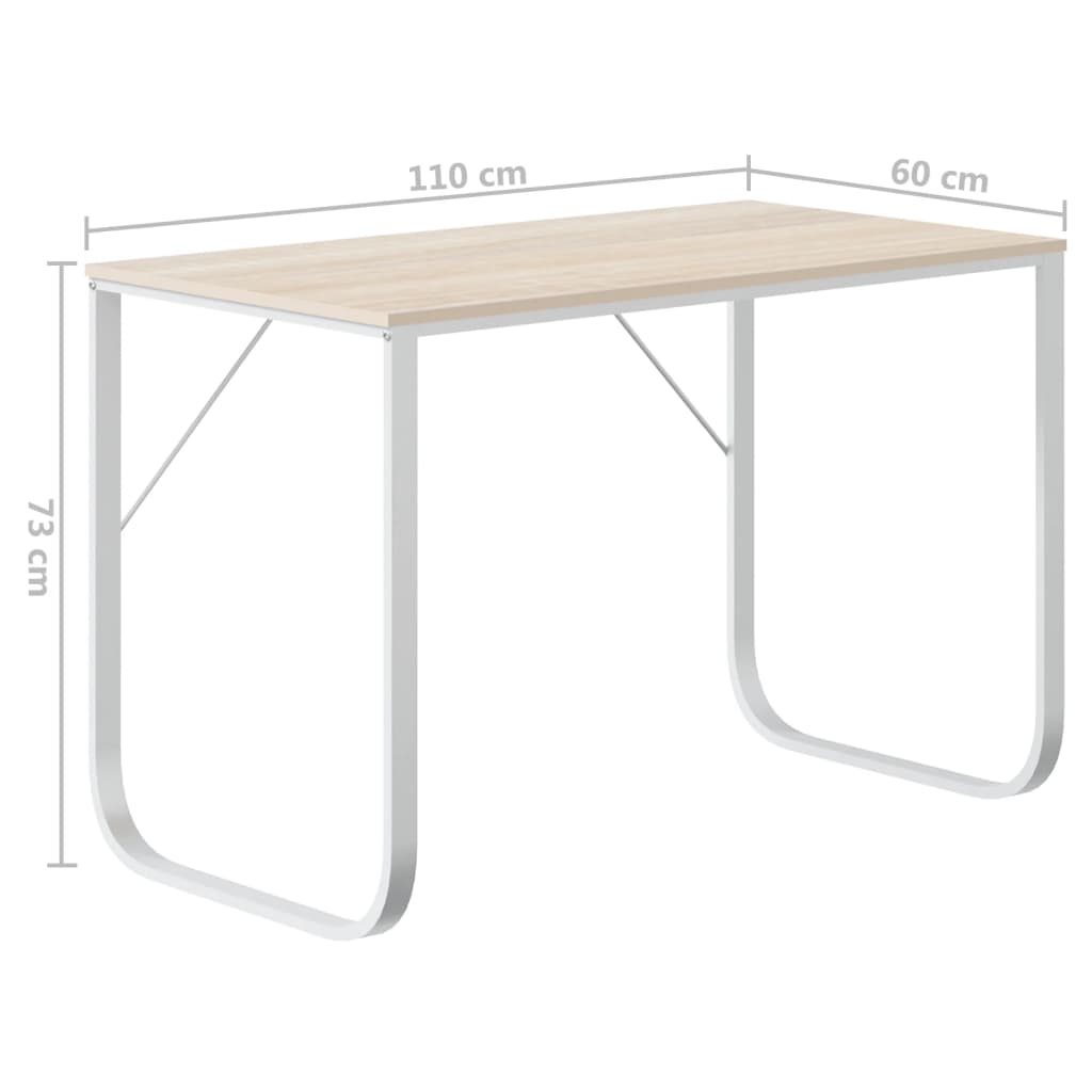 8720286652398_g_en_hd_4 vidaXL Computer Desk White and Oak 110x60x73 cm Engineered Wood - Image 6