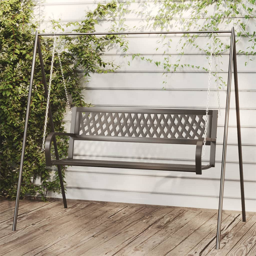 vidaXL Garden Swing Bench 125 cm Steel and Plastic Black