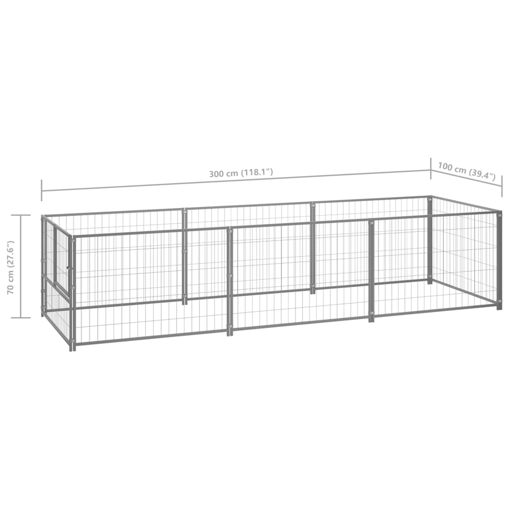 8720286663752_g_en_hd_5 vidaXL Dog Kennel Silver 3 m² Steel - Image 6