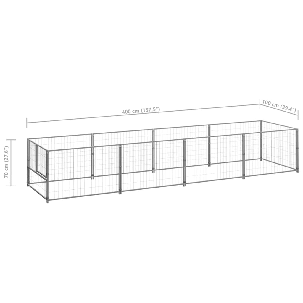 8720286663769_g_en_hd_5 vidaXL Dog Kennel Silver 4 m² Steel - Image 6