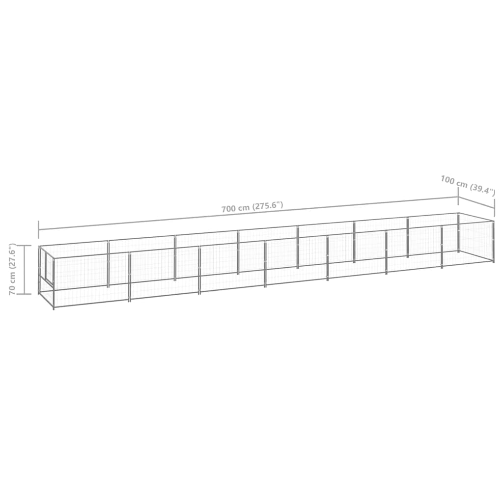 8720286663790_g_en_hd_5 vidaXL Dog Kennel Silver 7 m² Steel - Image 6