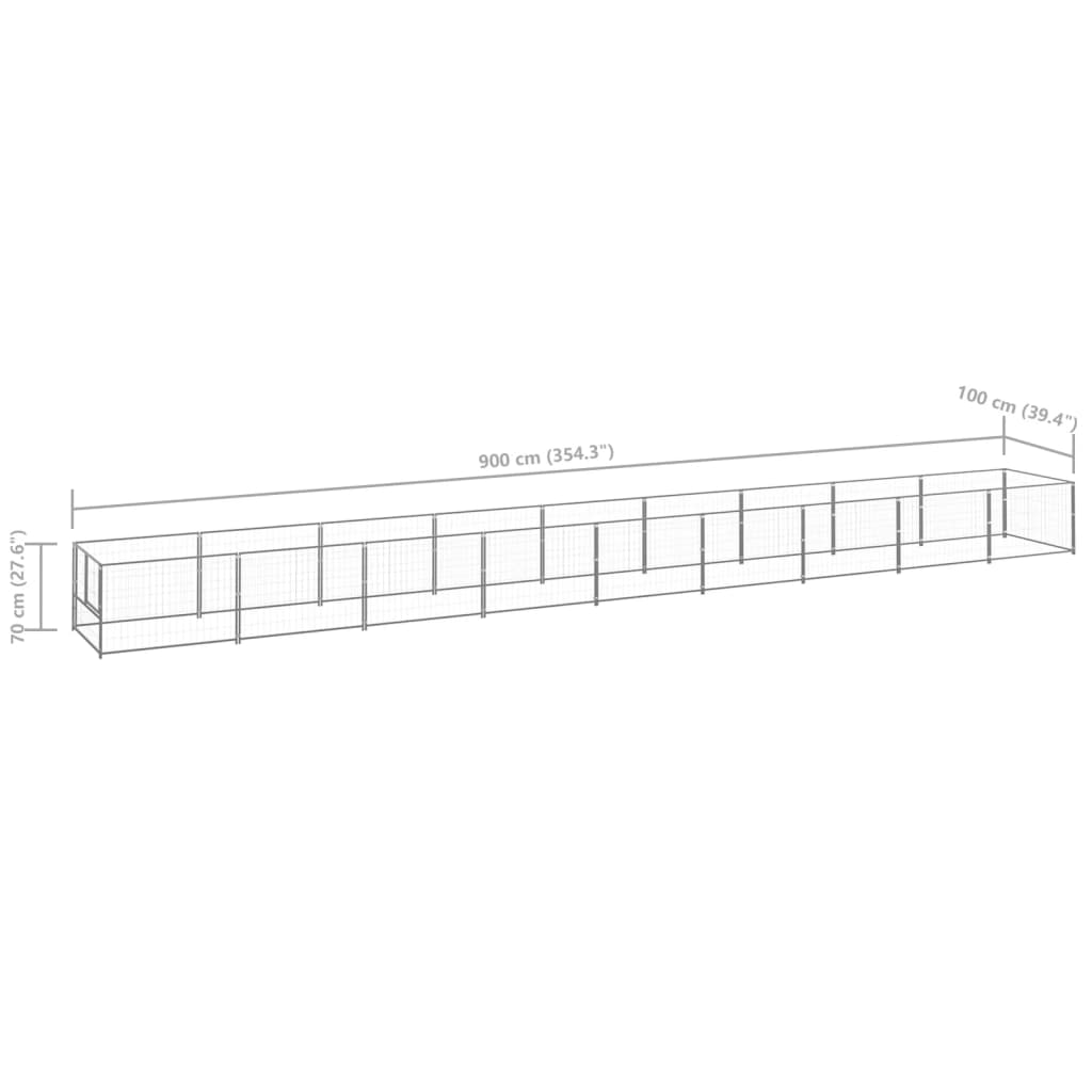 8720286663813_g_en_hd_5 vidaXL Dog Kennel Silver 9 m² Steel - Image 6