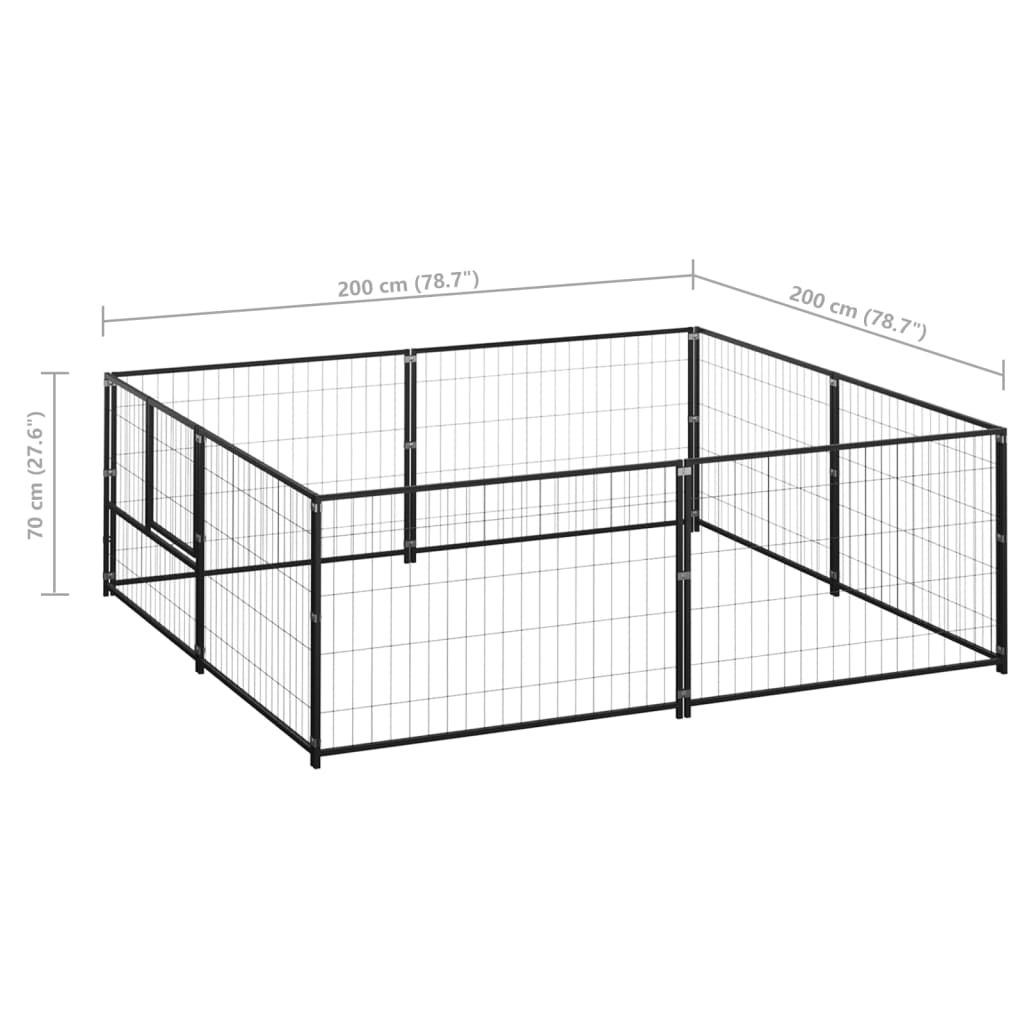 8720286663837_g_en_hd_5 vidaXL Dog Kennel Black 4 m² Steel - Image 6