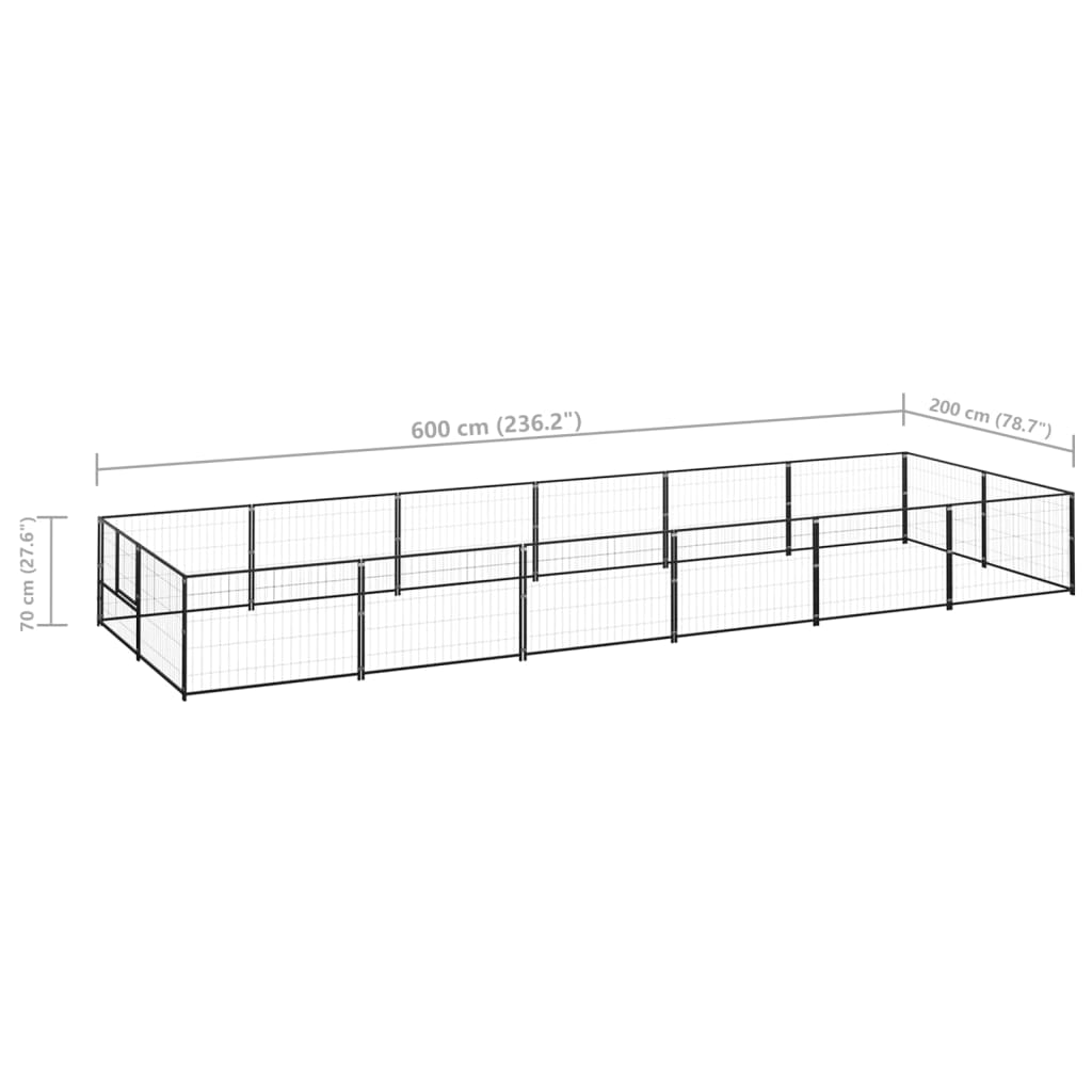 8720286663875_g_en_hd_5 vidaXL Dog Kennel Black 12 m² Steel - Image 6