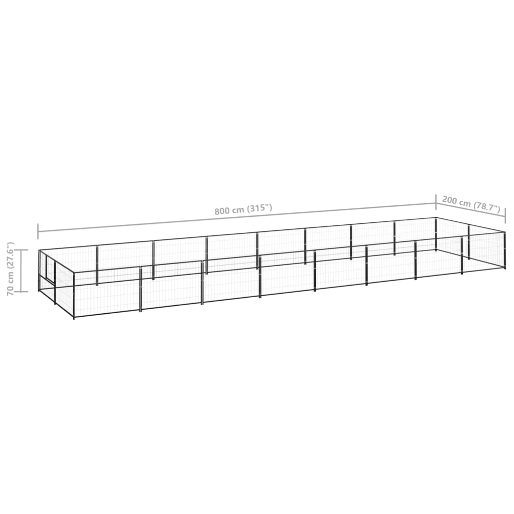 8720286663899_g_en_hd_5 vidaXL Dog Kennel Black 16 m² Steel - Image 6