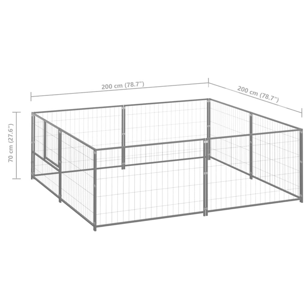 8720286663929_g_en_hd_5 vidaXL Dog Kennel Silver 4 m² Steel - Image 6