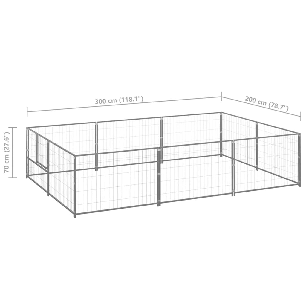 8720286663936_g_en_hd_5 vidaXL Dog Kennel Silver 6 m² Steel - Image 6