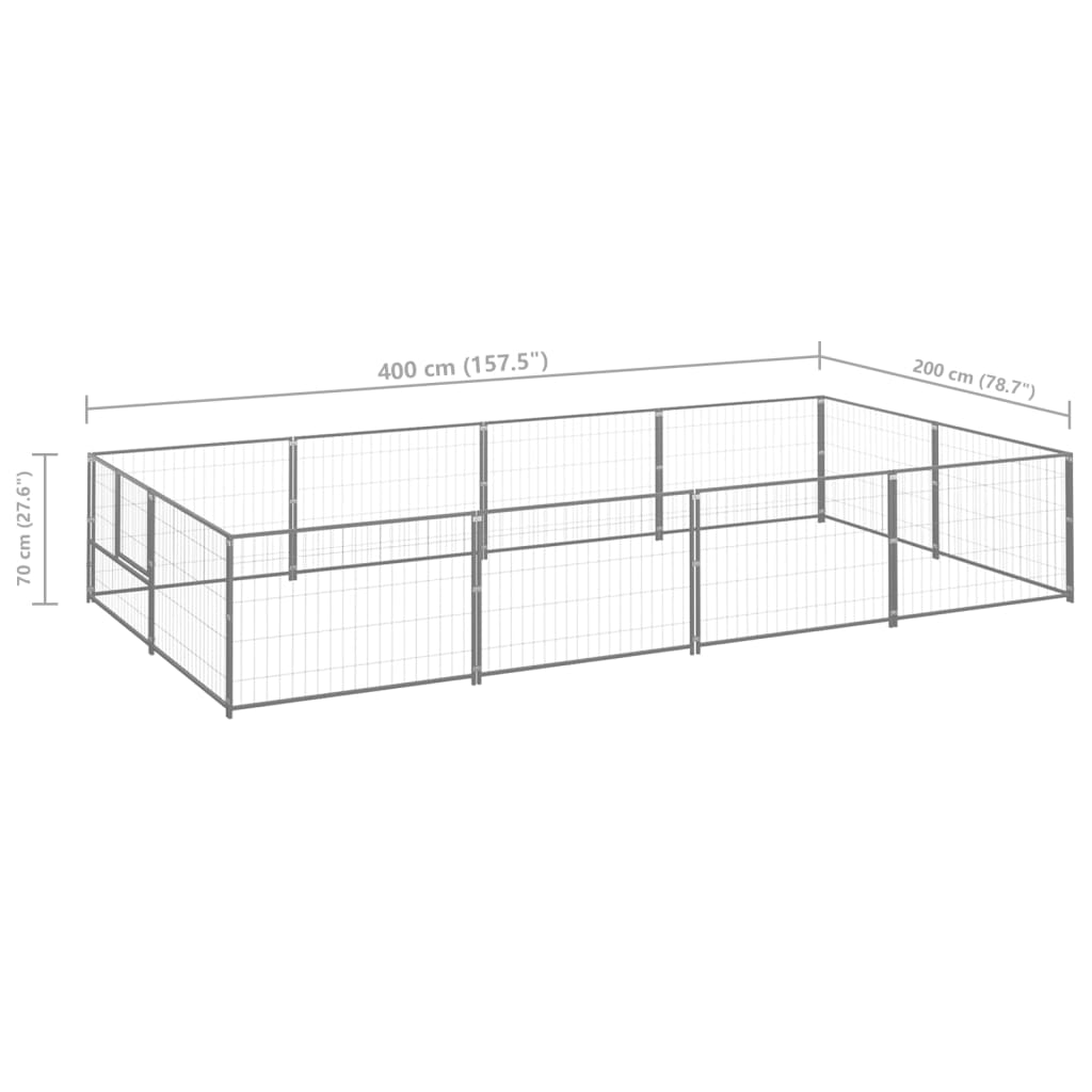 8720286663943_g_en_hd_5 vidaXL Dog Kennel Silver 8 m² Steel - Image 6