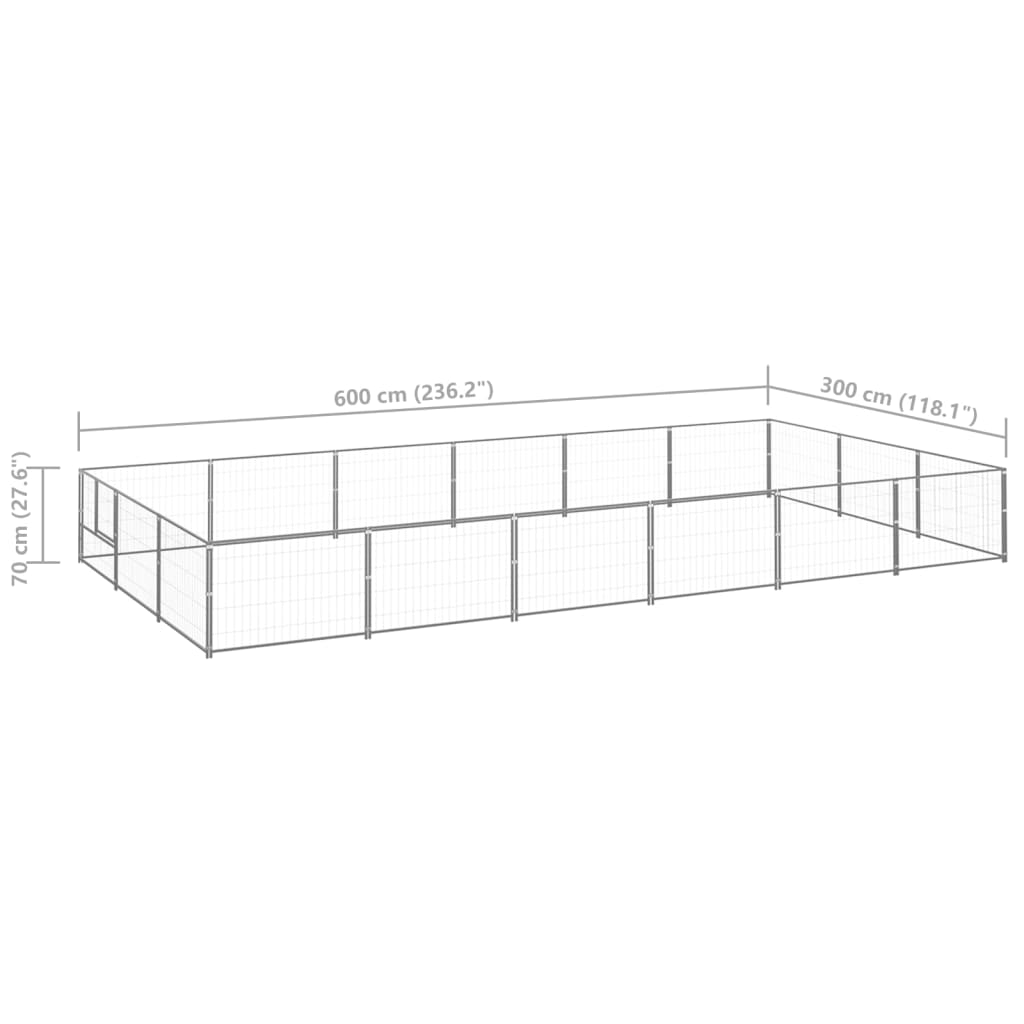 8720286664124_g_en_hd_5 vidaXL Dog Kennel Silver 18 m² Steel - Image 6