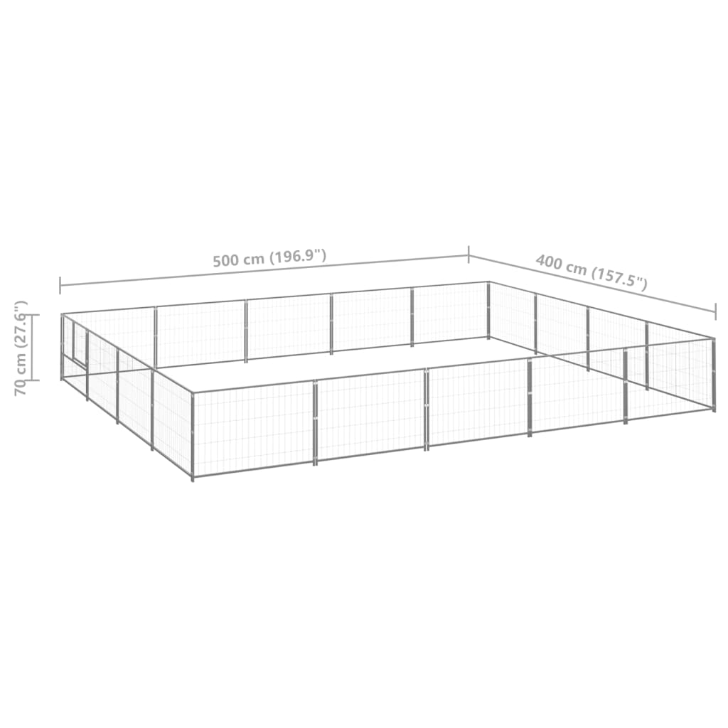 8720286664254_g_en_hd_5 vidaXL Dog Kennel Silver 20 m² Steel - Image 6