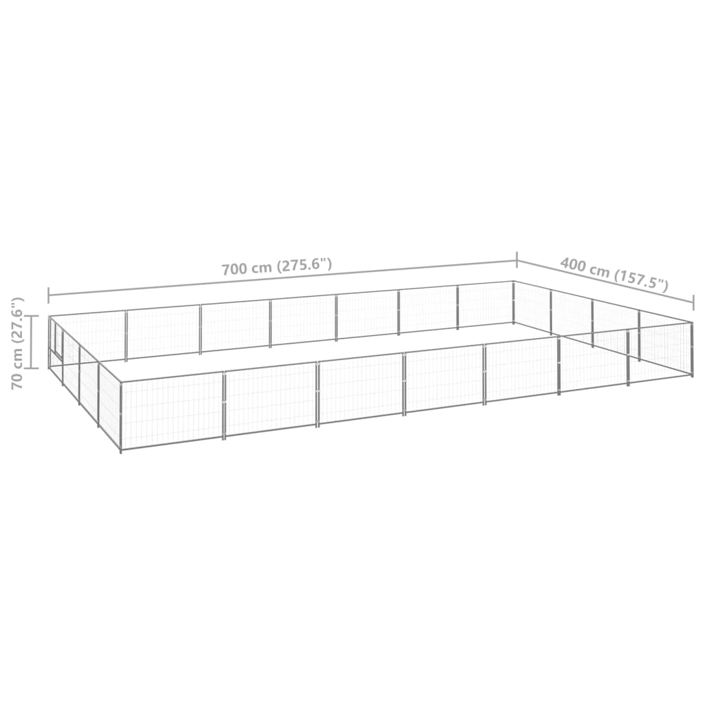 8720286664278_g_en_hd_5 vidaXL Dog Kennel Silver 28 m² Steel - Image 6