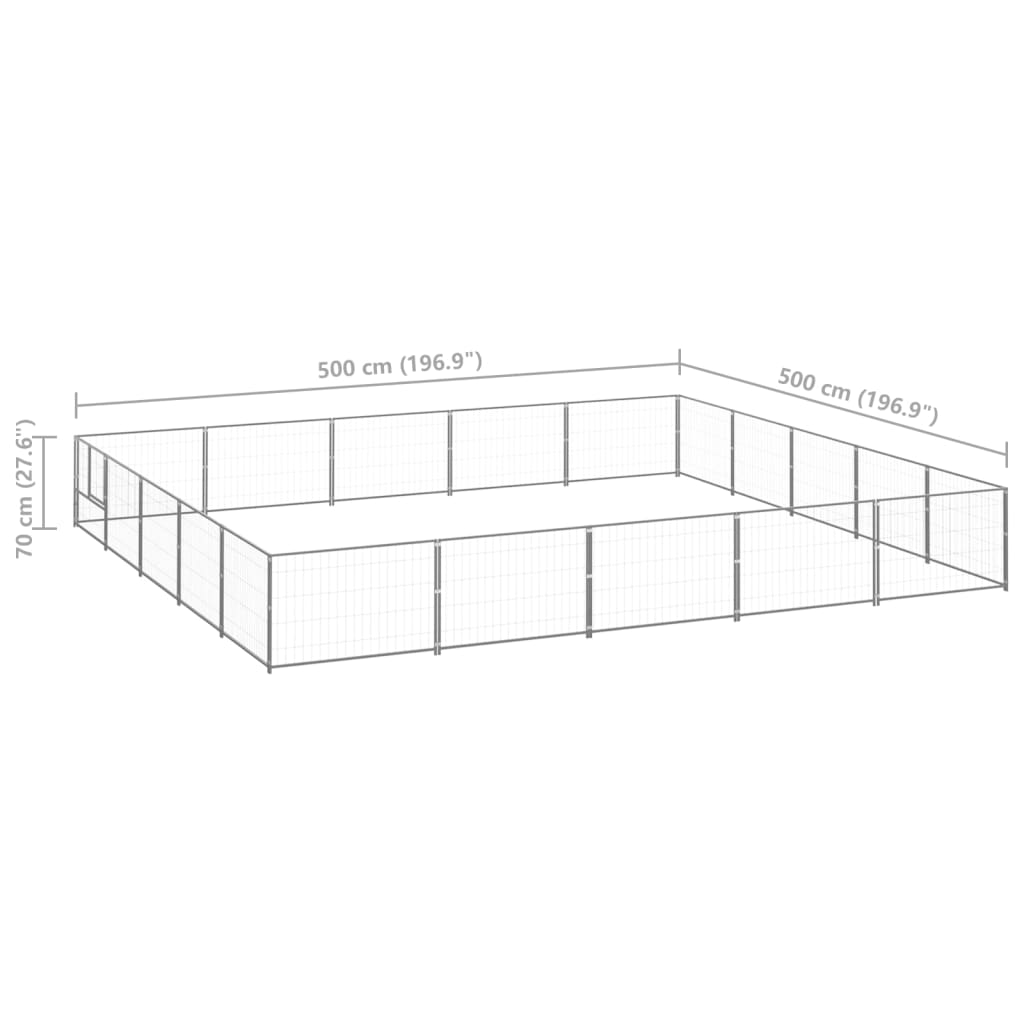 8720286664377_g_en_hd_5 vidaXL Dog Kennel Silver 25 m² Steel - Image 6