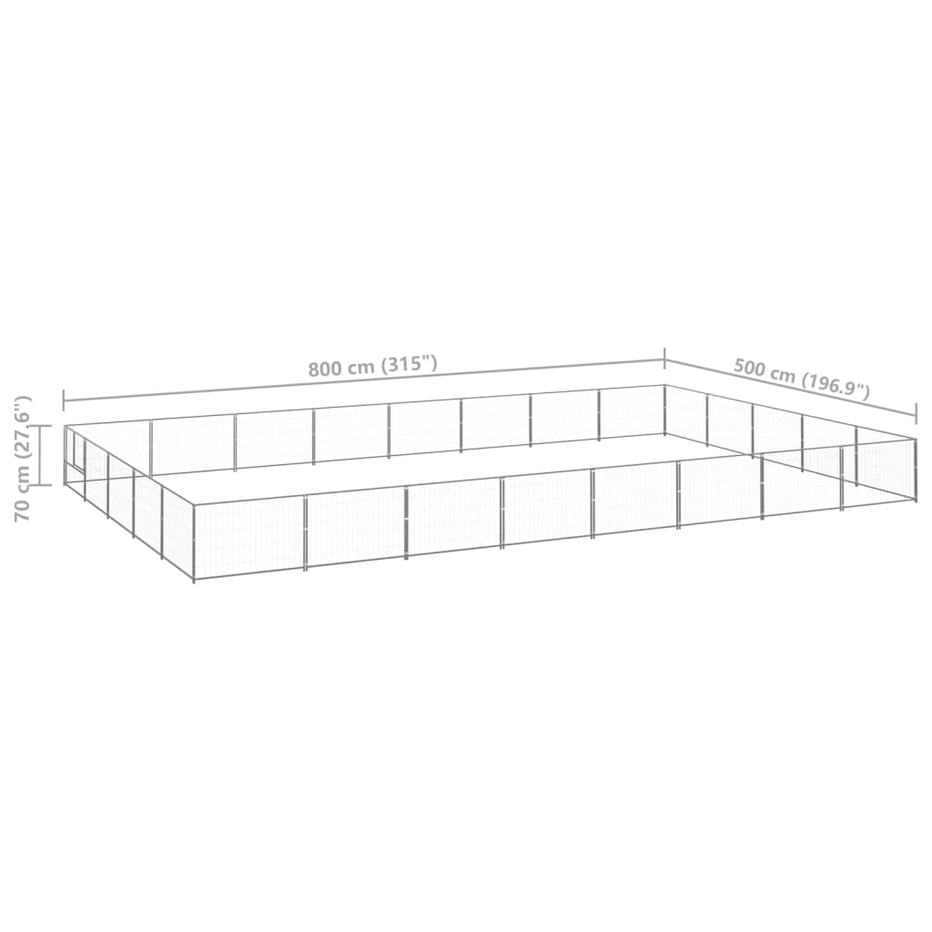 8720286664407_g_en_hd_5 vidaXL Dog Kennel Silver 40 m² Steel - Image 6