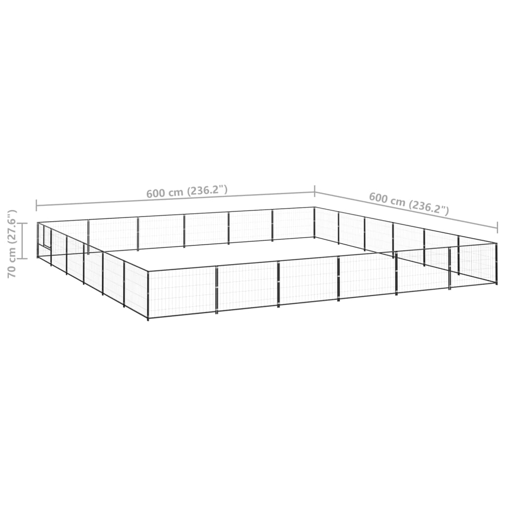 8720286664438_g_en_hd_5 vidaXL Dog Kennel Black 36 m² Steel - Image 6